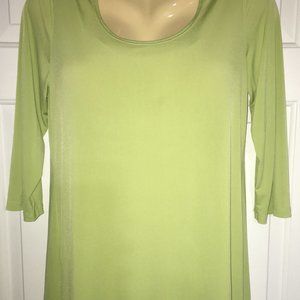SLINKY BRAND 3/4 Length Sleeve Lime Green Knit Tunic Top Size Medium